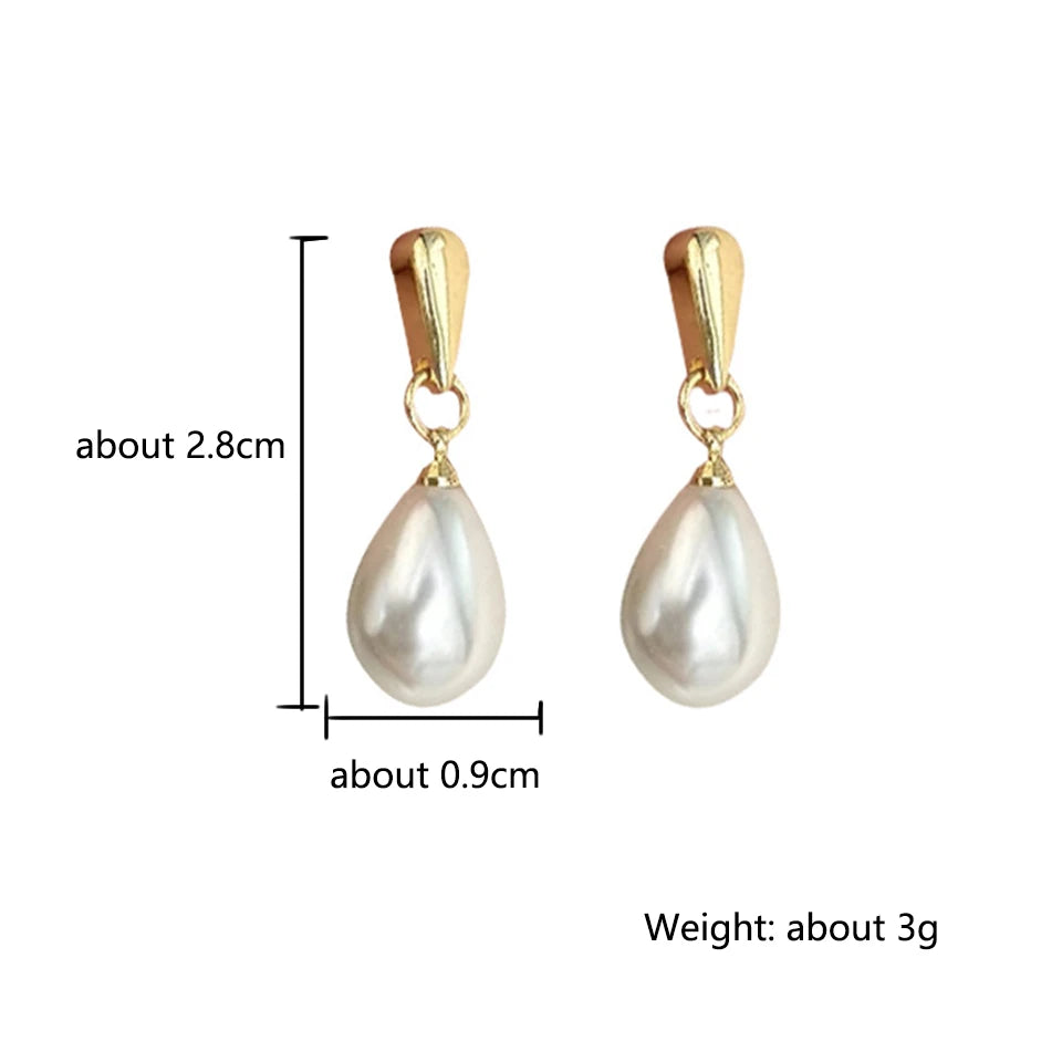 Anya | Teardrop Pearl Drop Earrings in Gold