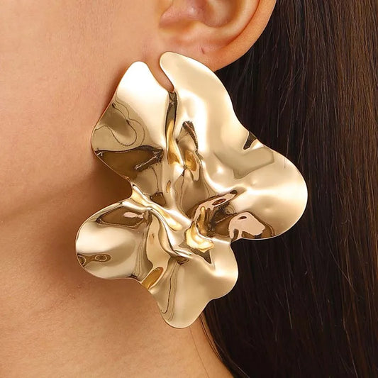 Ines | Sculptural Pleated Flower Stud Earrings