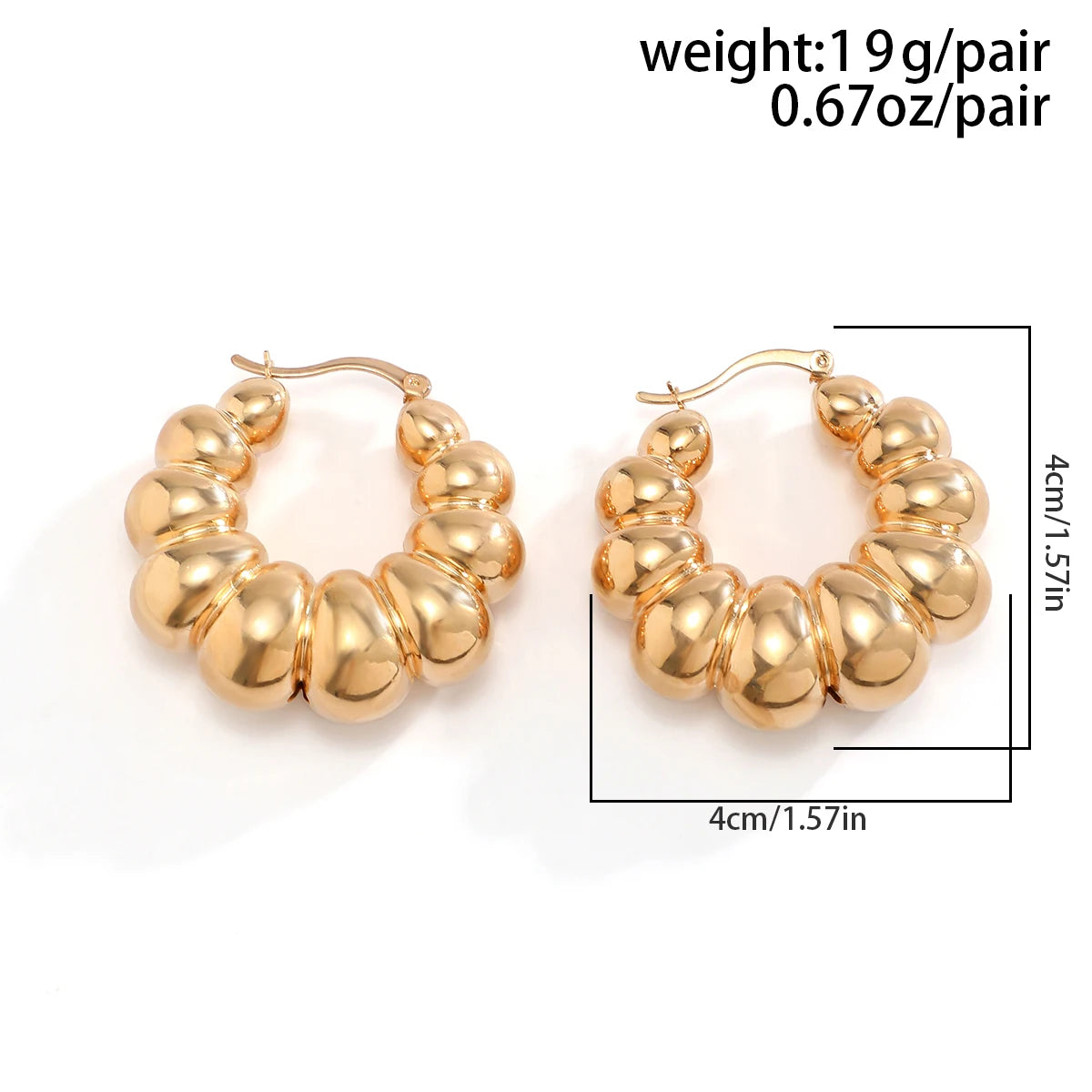 Harlow | Bubble Bead Chunky Hoop Earrings in Gold