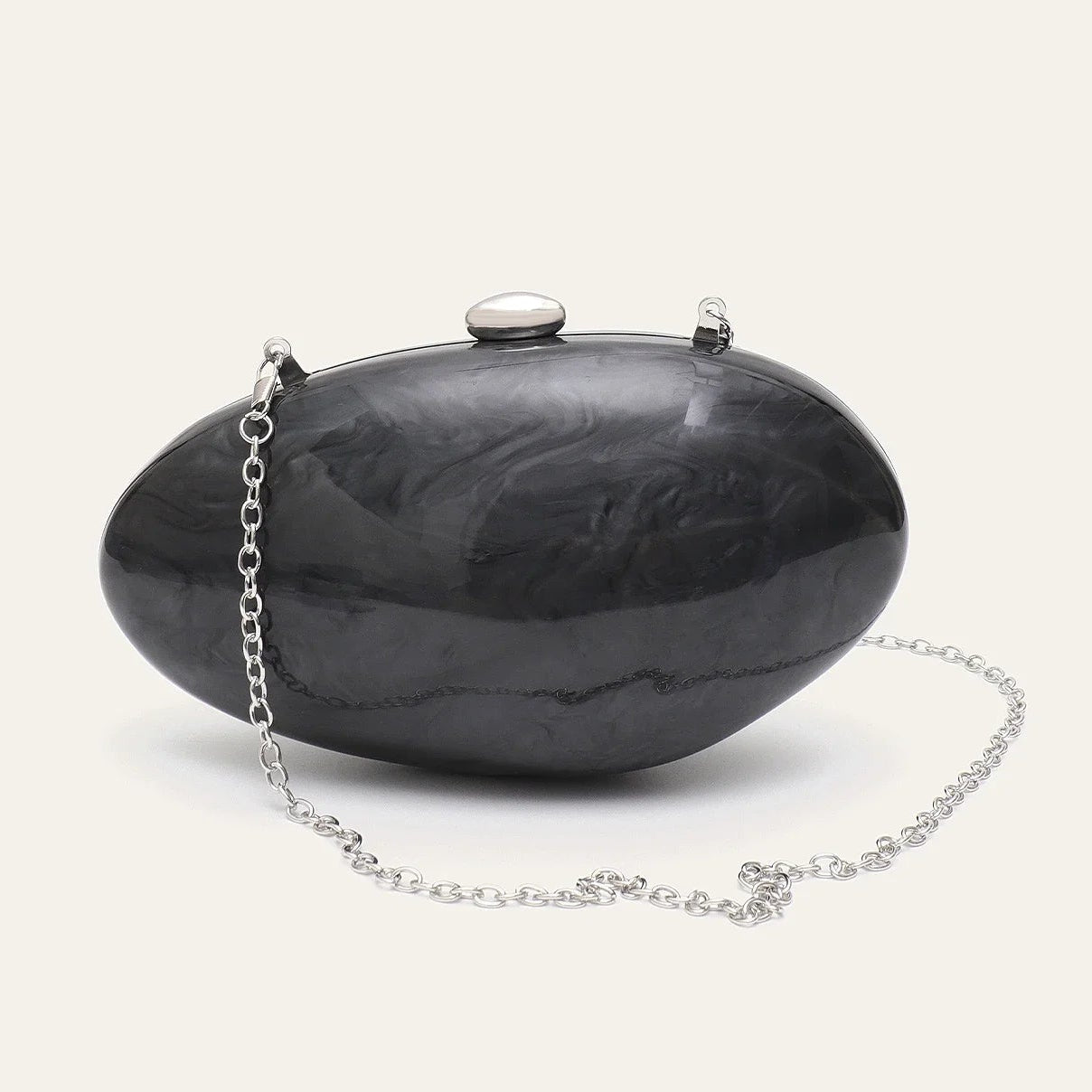 Maren | Oval Pearlescent Acrylic Shell Chain Clutch Bag