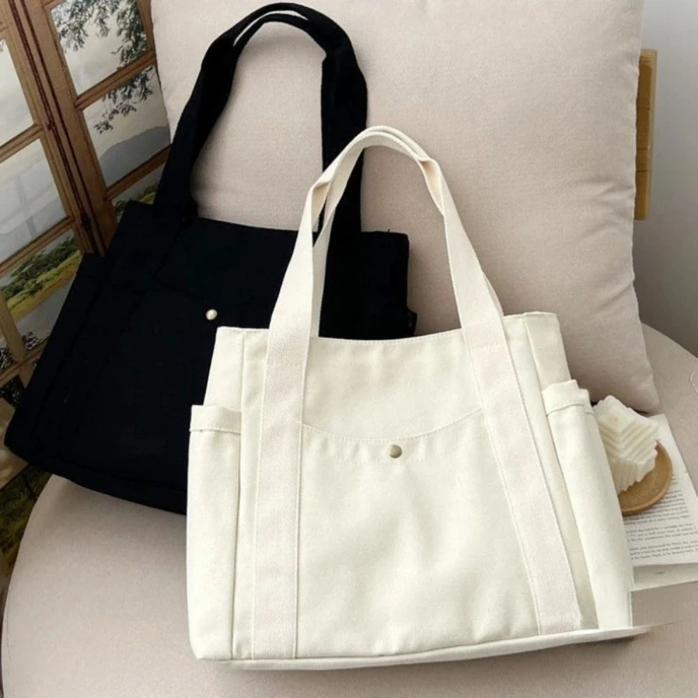 Cleo | Multi-Pocket Commuter Canvas Tote Bag