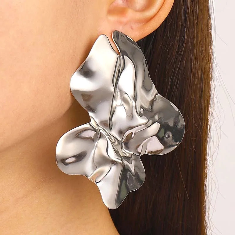 Ines | Sculptural Pleated Flower Stud Earrings
