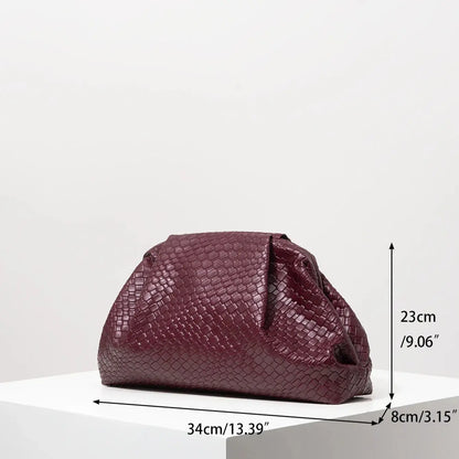 Odette | Woven PU Leather Clutch Bag in Burgundy