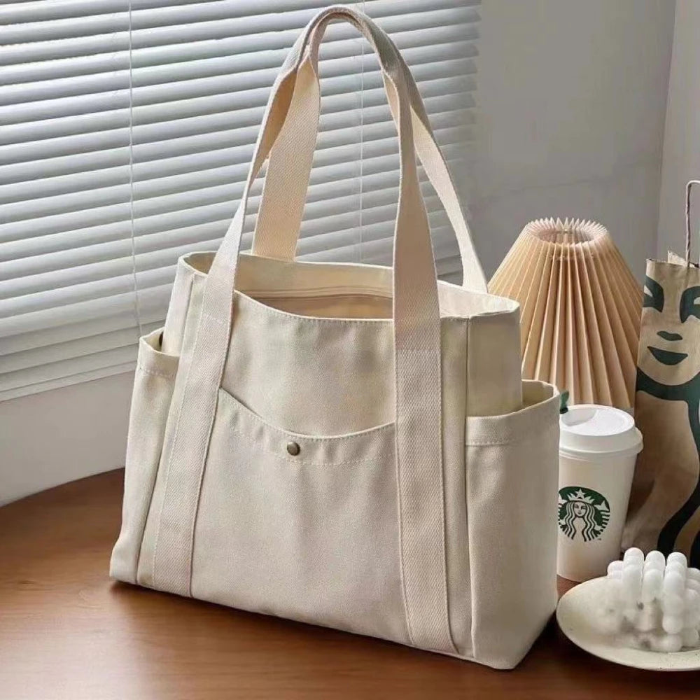 Cleo | Multi-Pocket Commuter Canvas Tote Bag