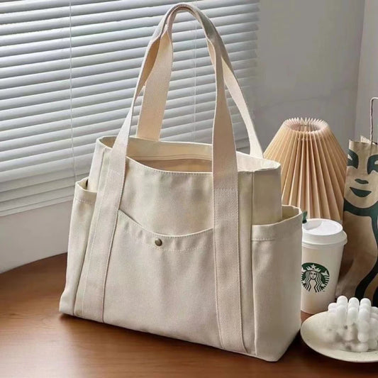 Cleo | Multi-Pocket Commuter Canvas Tote Bag