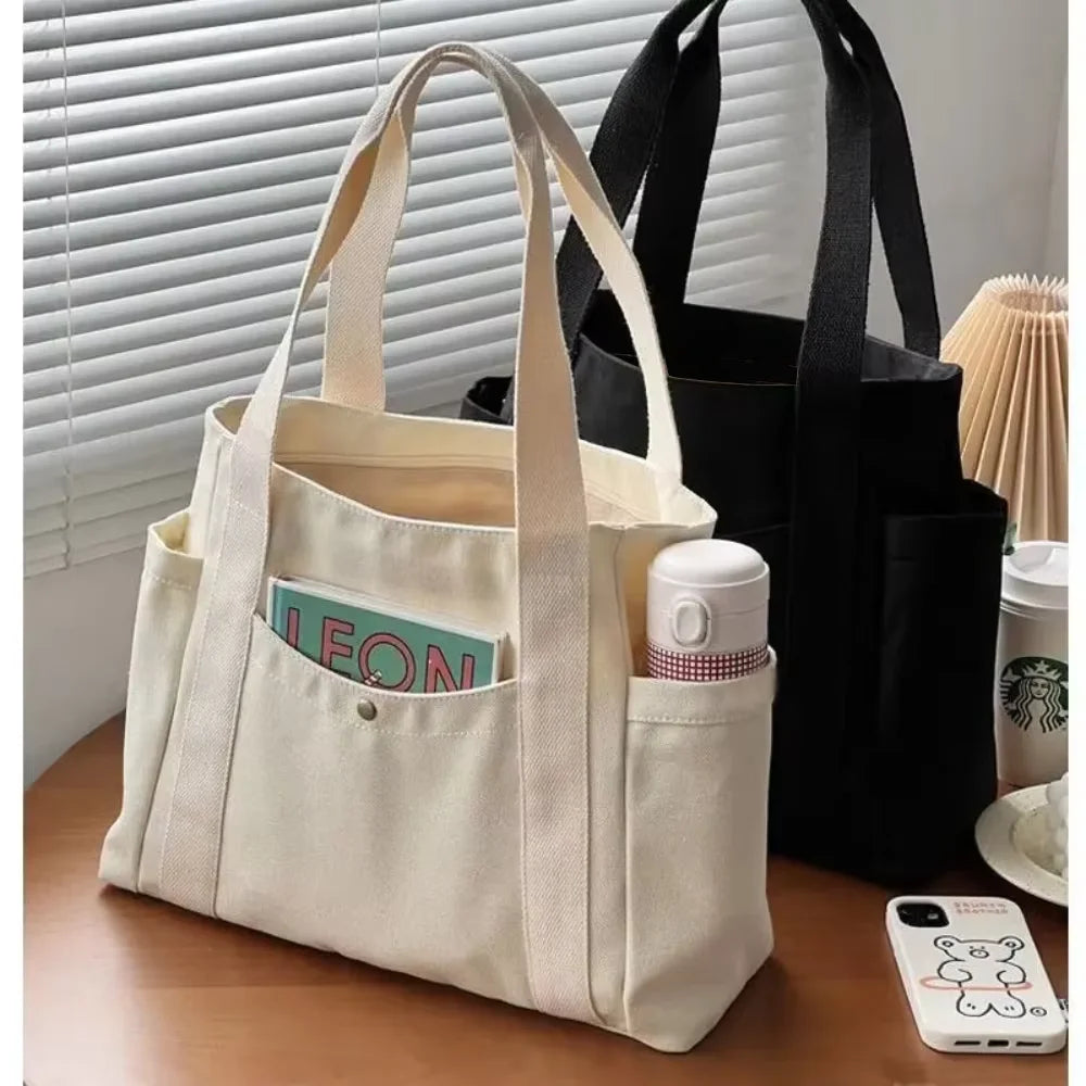 Cleo | Multi-Pocket Commuter Canvas Tote Bag