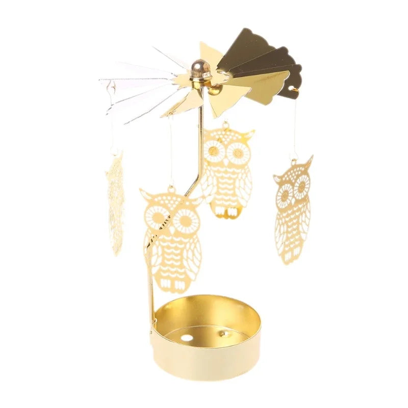 Eira | Spinning Gold Metal Rotating Tealight Candle Holder