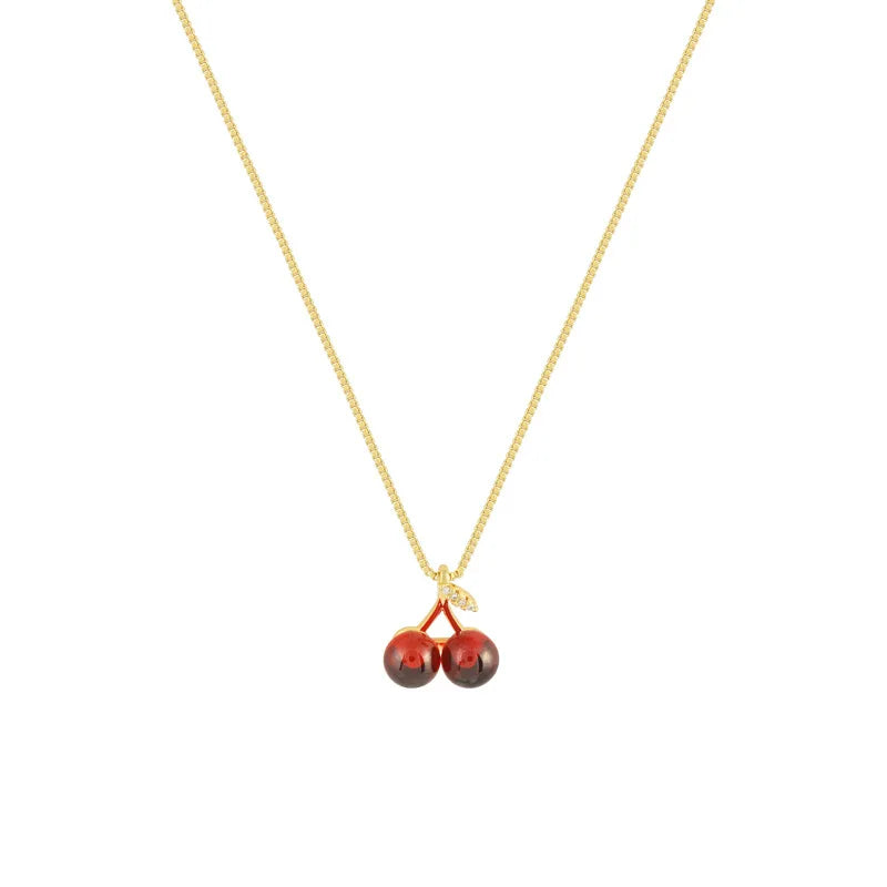 Rue | Cherry Pendant Stainless Steel Necklace in Gold