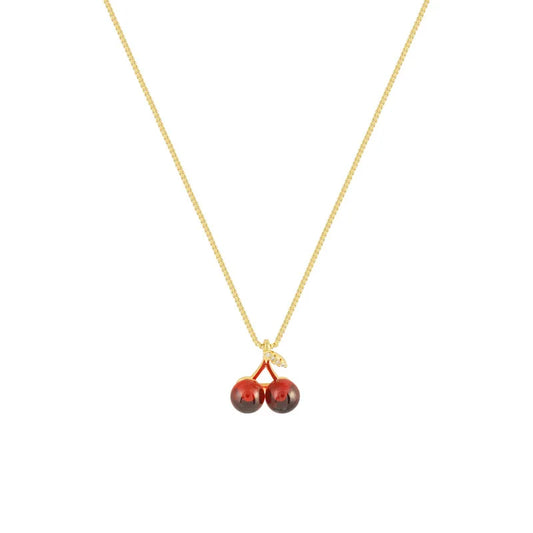 Rue | Cherry Pendant Stainless Steel Necklace in Gold