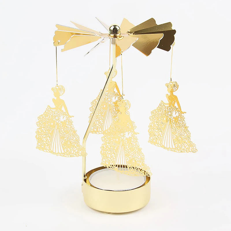 Eira | Spinning Gold Metal Rotating Tealight Candle Holder