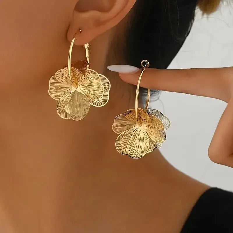 Amara | Layered Flower Vintage Style Hoop Earrings