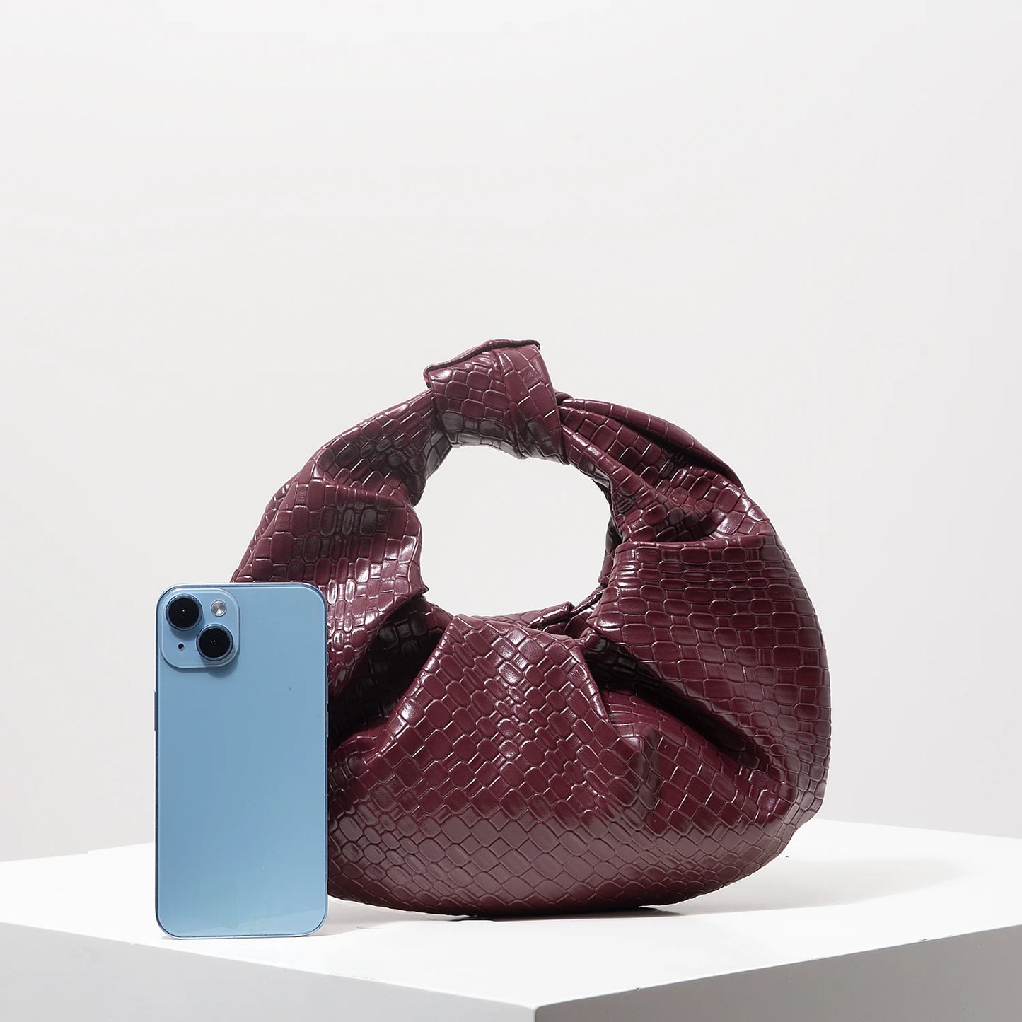 Demi | Croc Embossed Knotted Hobo Handbag