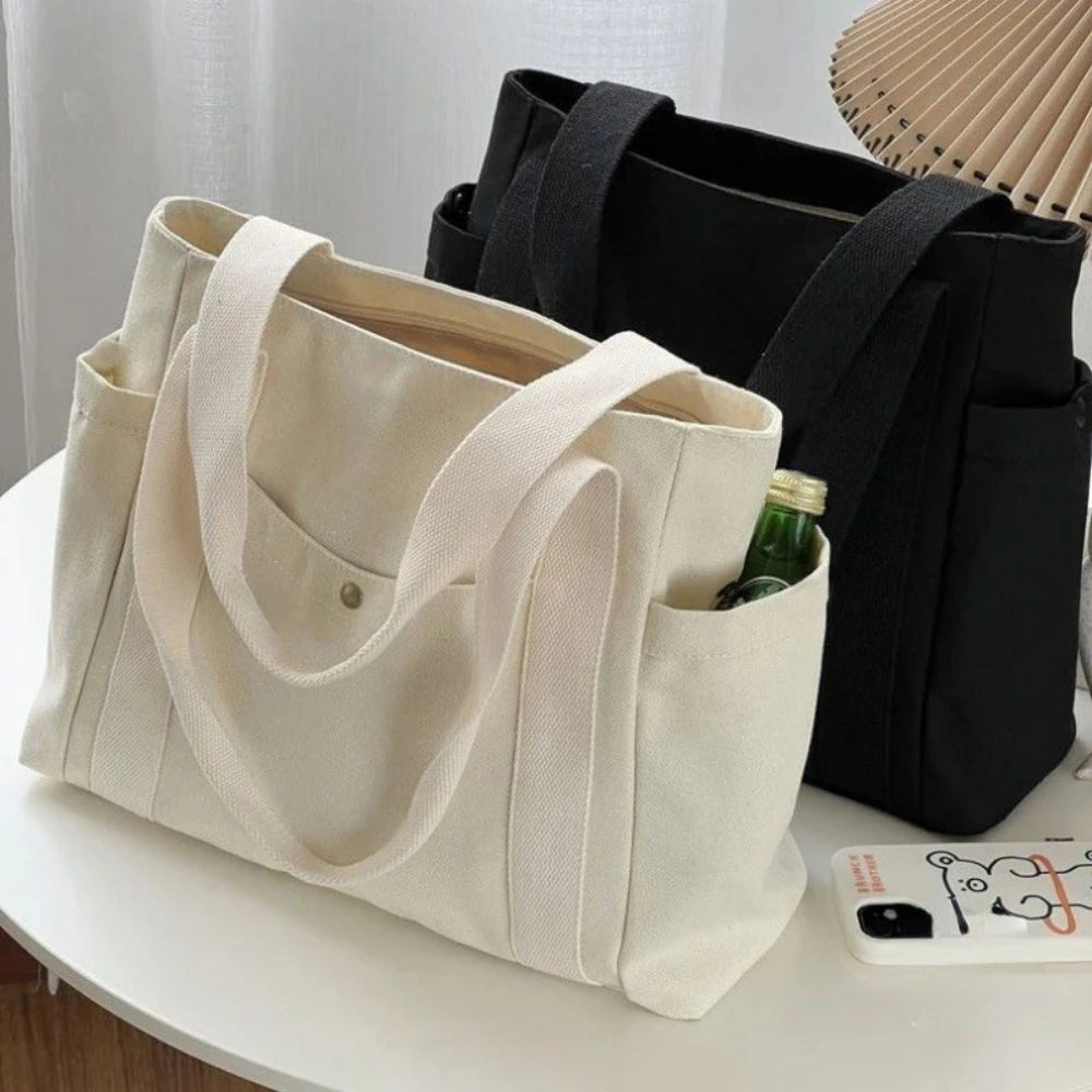 Cleo | Multi-Pocket Commuter Canvas Tote Bag