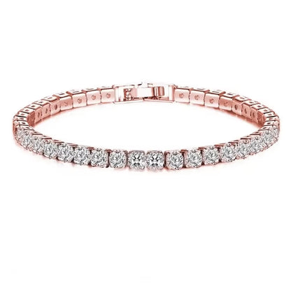 925 Silver Rose Gold Plated Tennis Bracelet 4Mm Shiny Zirconia Bracelet