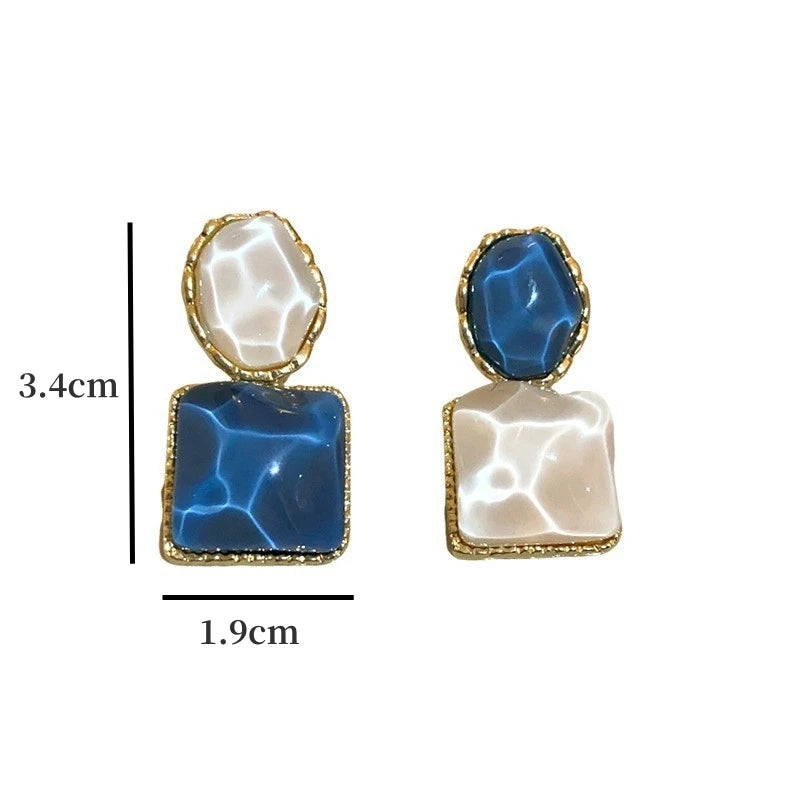 Willa | Marble Resin Square Drop Earrings