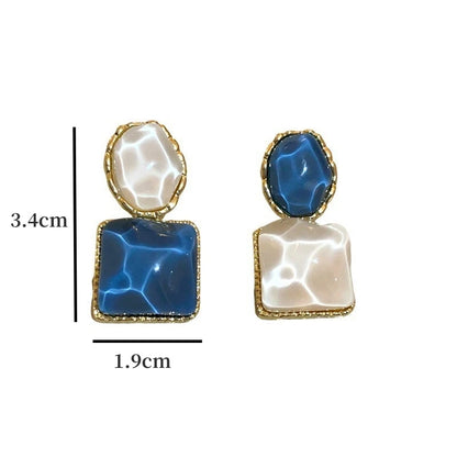 Willa | Marble Resin Square Drop Earrings