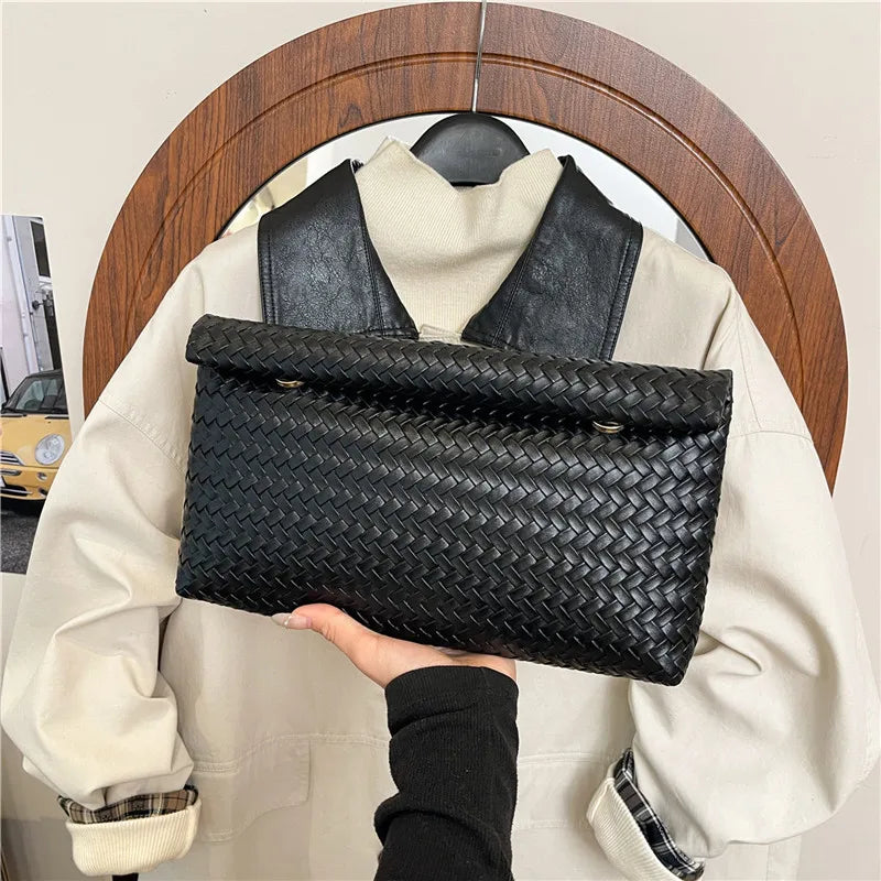 Clara | Braided Woven Envelope Clutch Bag