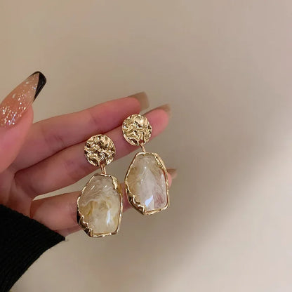 Wren | Hammered Coin Resin Pendant Drop Earrings