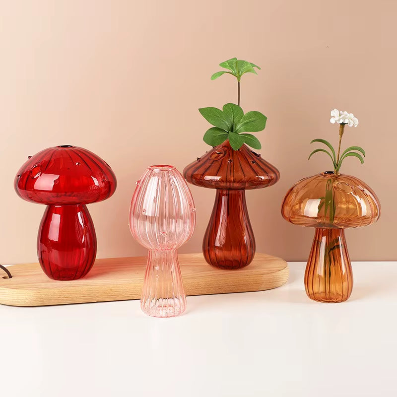 Sylvie | Mushroom Shaped Coloured Glass Vas