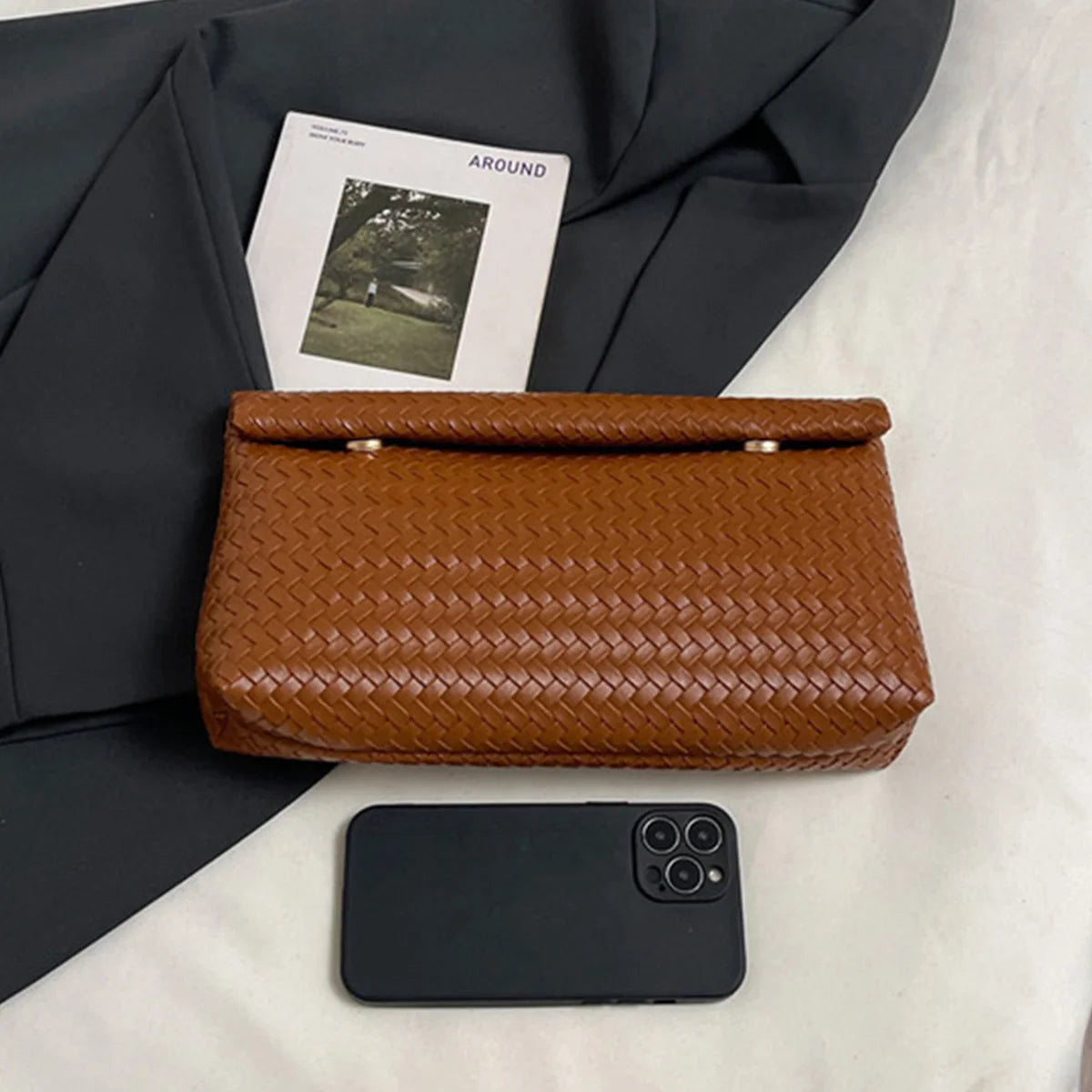 Clara | Braided Woven Envelope Clutch Bag