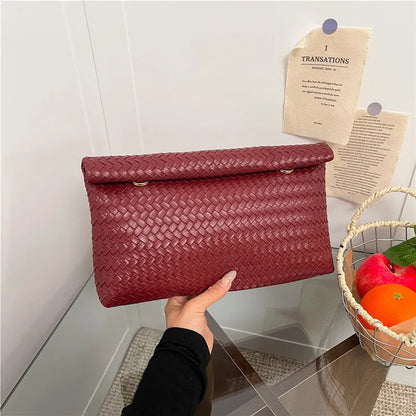 Clara | Braided Woven Envelope Clutch Bag