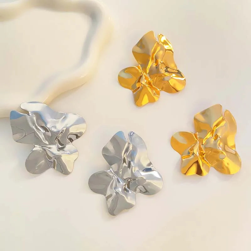 Ines | Sculptural Pleated Flower Stud Earrings