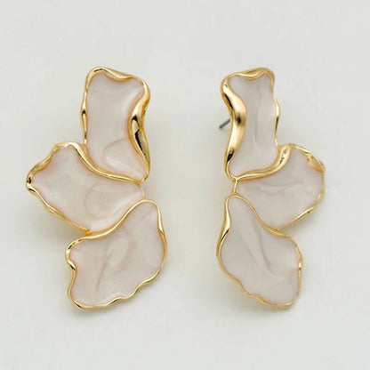 Neve | Layered Enamel Petal Stud Earrings in White