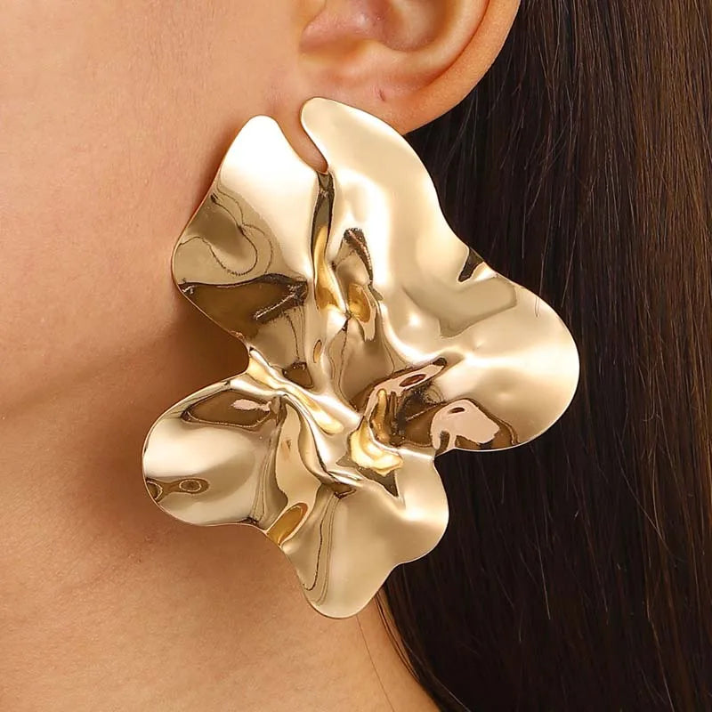 Ines | Sculptural Pleated Flower Stud Earrings