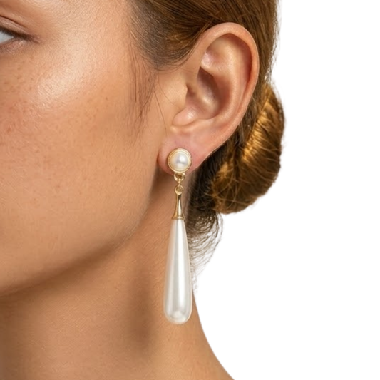 Elara | Teardrop Pearl Dangle Earrings