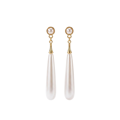 Elara | Teardrop Pearl Dangle Earrings