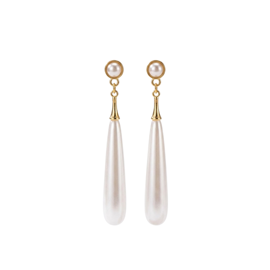 Elara | Teardrop Pearl Dangle Earrings