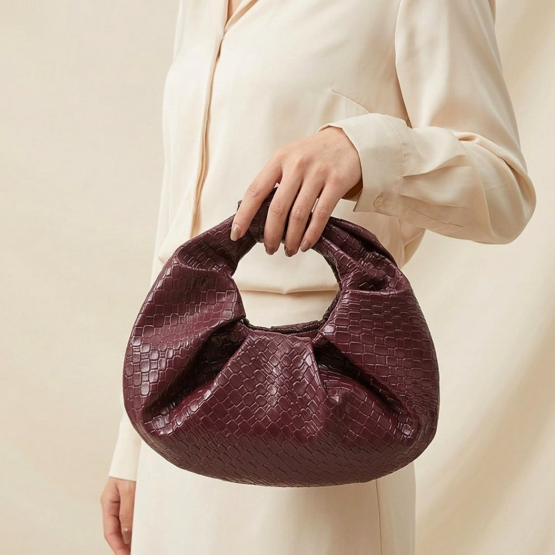 Demi | Croc Embossed Knotted Hobo Handbag
