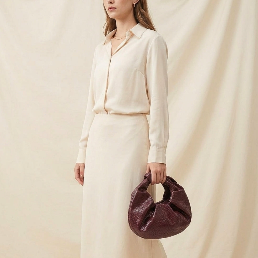 Demi | Croc Embossed Knotted Hobo Handbag