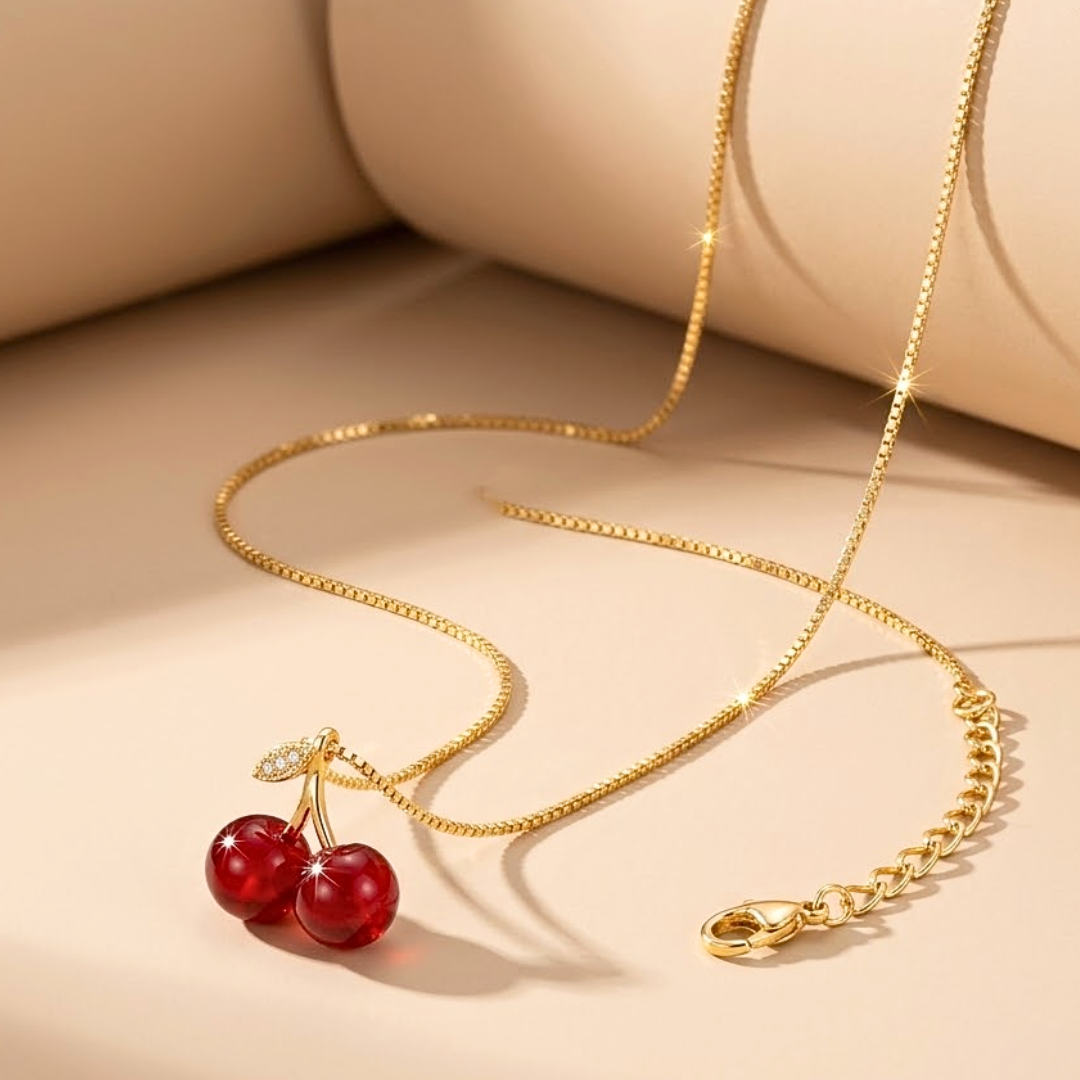 Rue | Cherry Pendant Stainless Steel Necklace in Gold