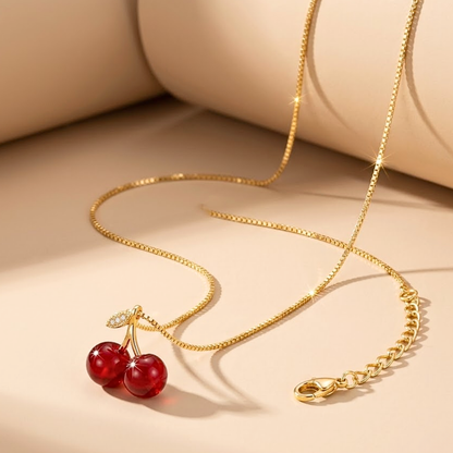 Rue | Cherry Pendant Stainless Steel Necklace in Gold