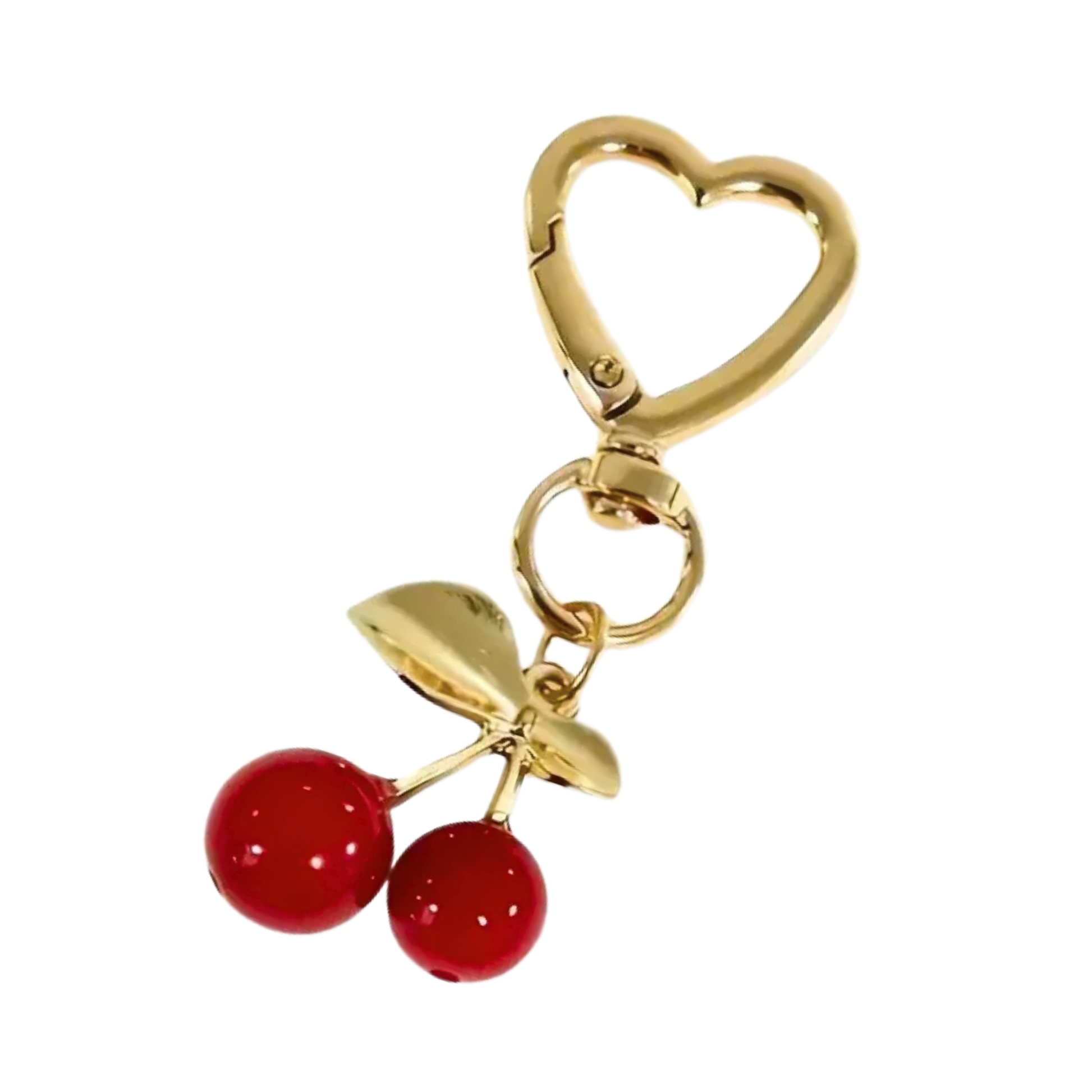 Cora | Cherry Heart Clasp Bag Charm in Red