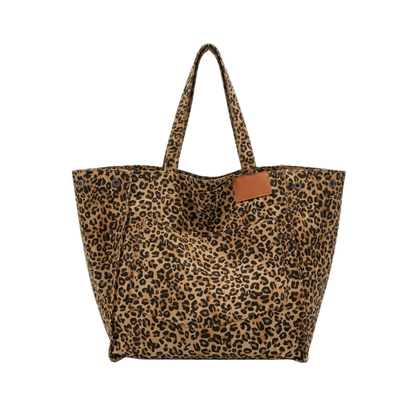 Thea | Leopard Print Vintage Canvas Tote Bag