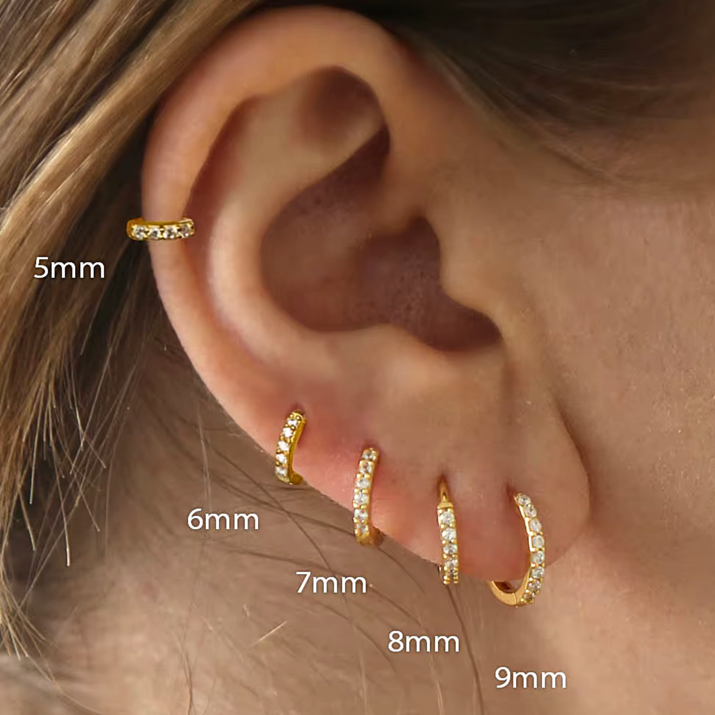 Mila | Crystal Zirconia Huggie Hoop Earrings