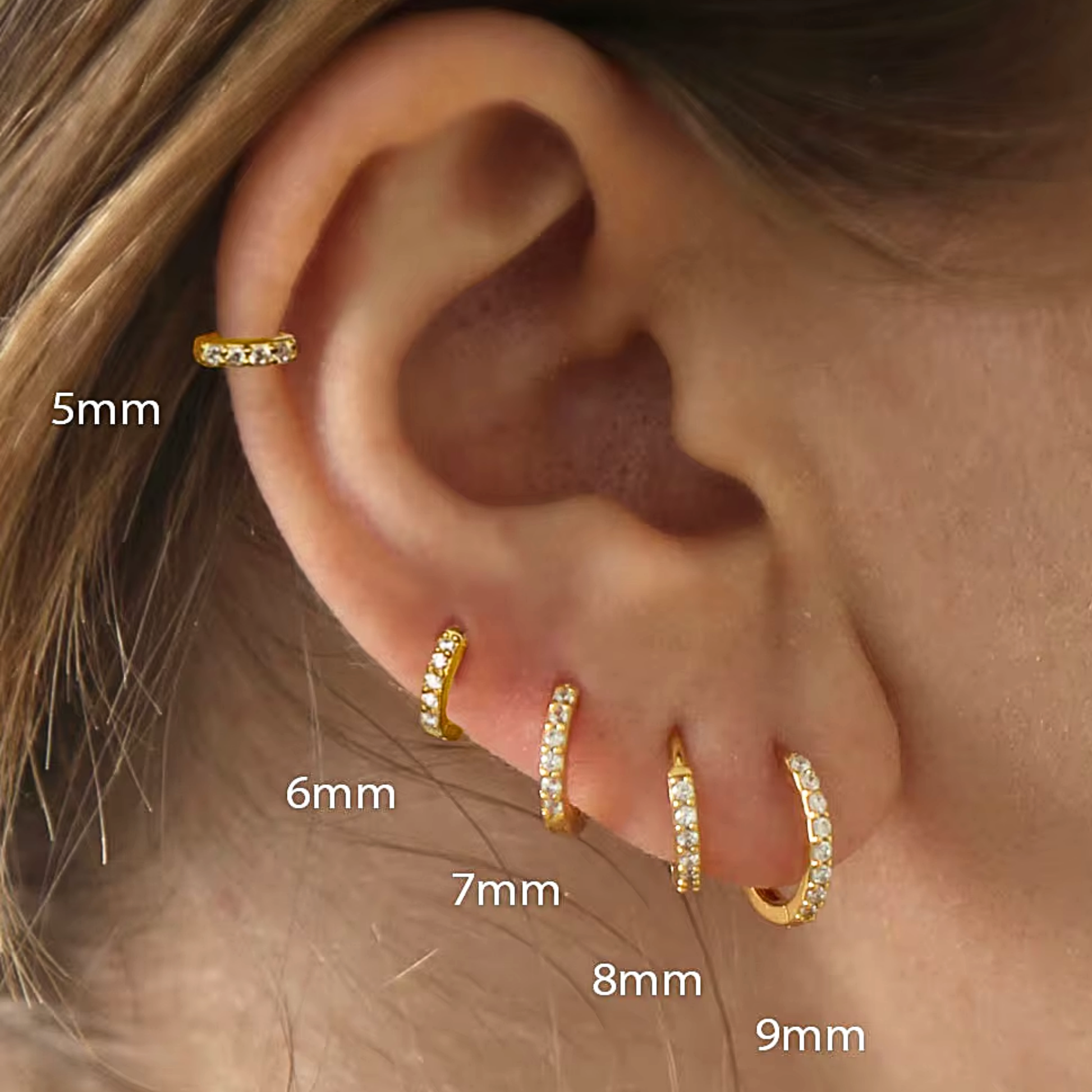 Mila | Crystal Zirconia Huggie Hoop Earrings