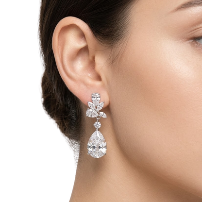 Vivienne | Teardrop Zirconia Bridal Crystal Earrings