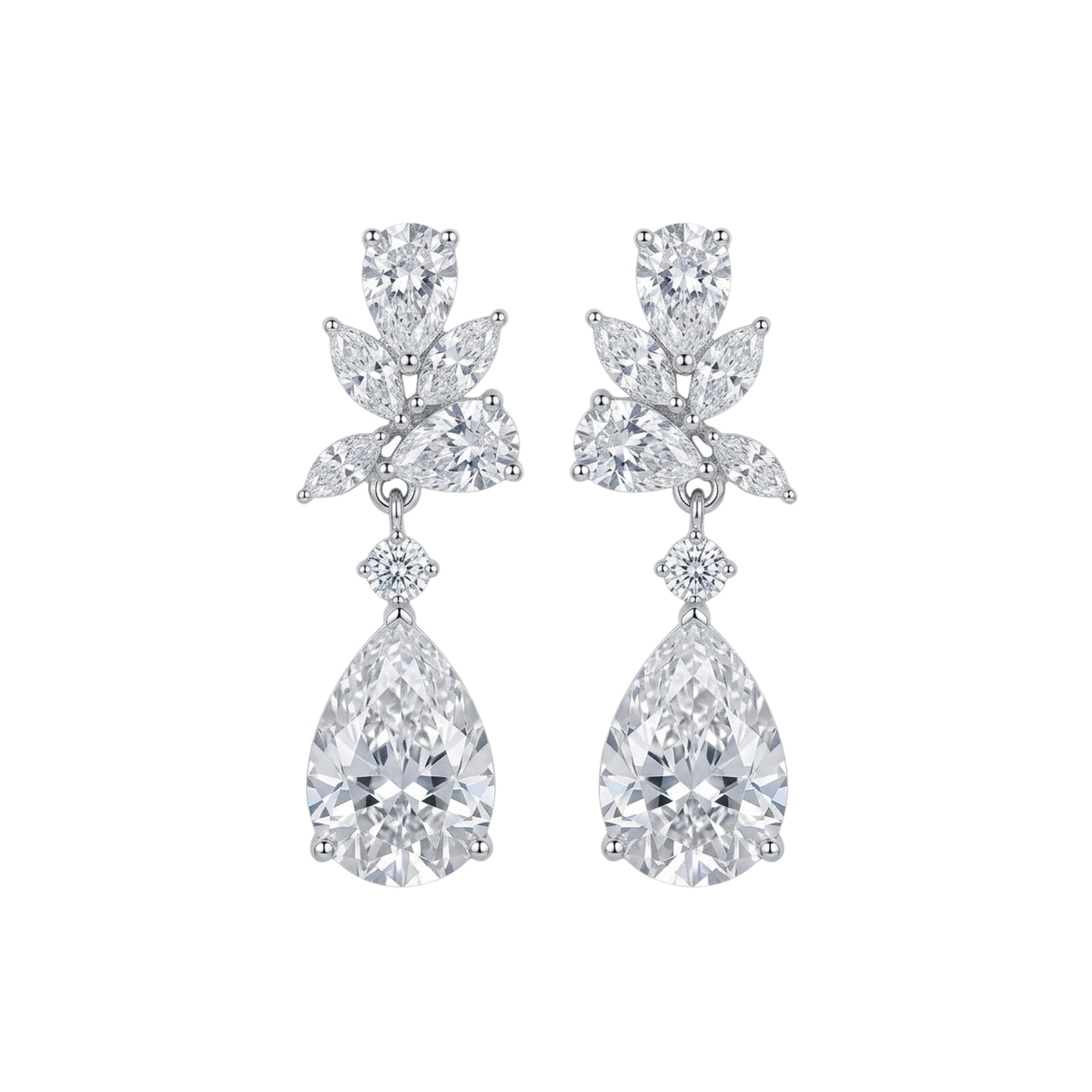 Vivienne | Teardrop Zirconia Bridal Crystal Earrings