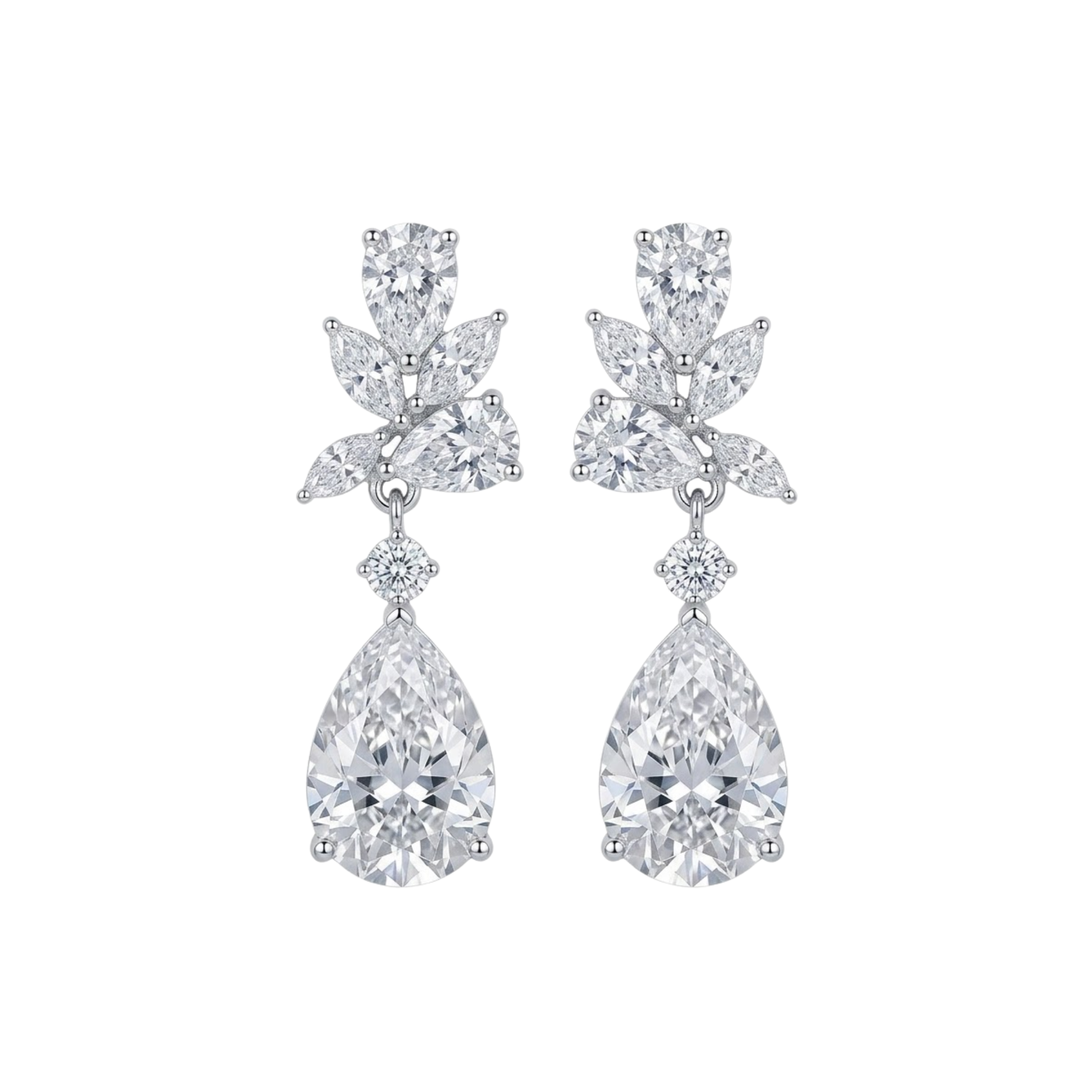 Vivienne | Teardrop Zirconia Bridal Crystal Earrings