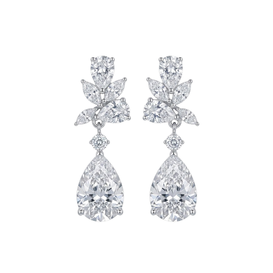 Vivienne | Teardrop Zirconia Bridal Crystal Earrings