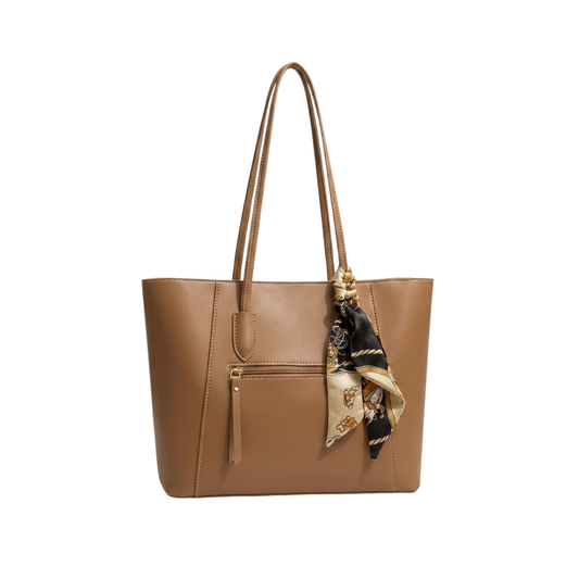 Vera | Scarf Detail Leather Tote Bag