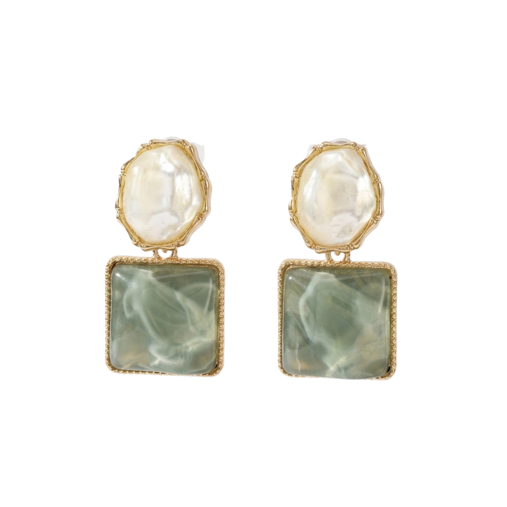 Willa | Marble Resin Square Drop Earrings