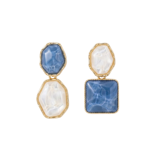 Willa | Marble Resin Square Drop Earrings