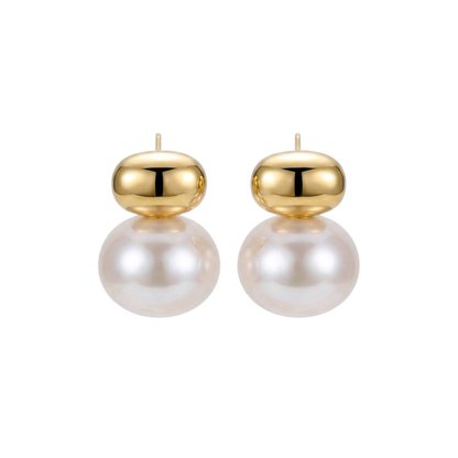 Bonnie | Gold Bean Pearl Stud Earrings