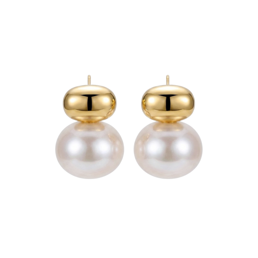 Bonnie | Gold Bean Pearl Stud Earrings