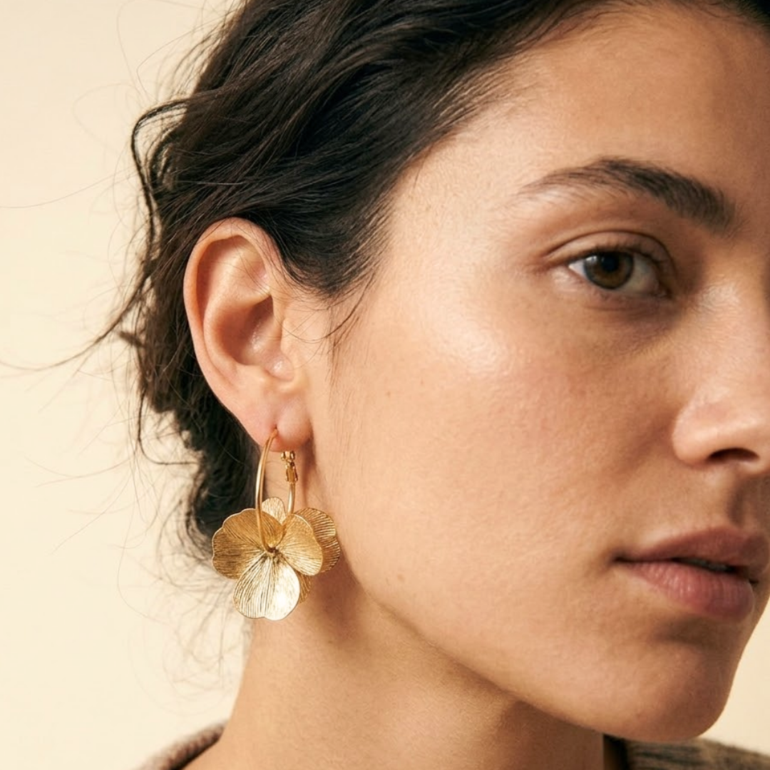 Amara | Layered Flower Vintage Style Hoop Earrings