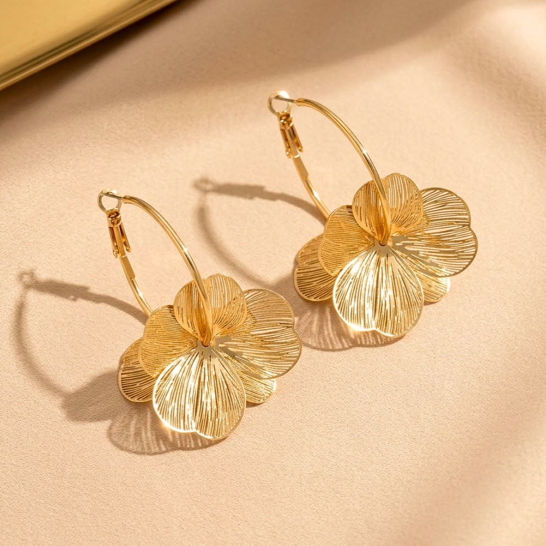 Amara | Layered Flower Vintage Style Hoop Earrings